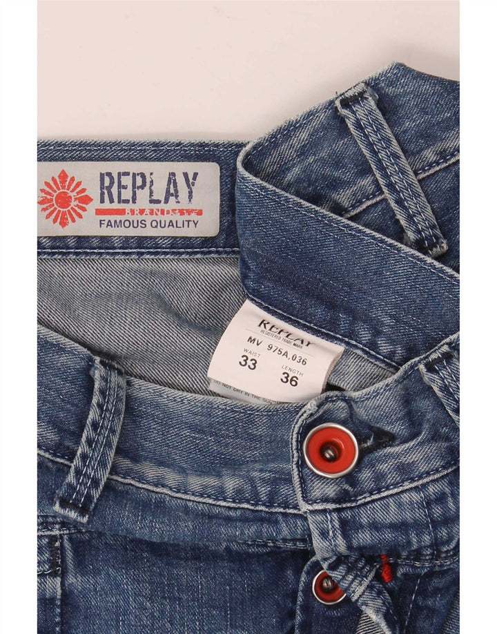 Męskie jeansy Bootcut Replay W33 L36, niebieska bawełna