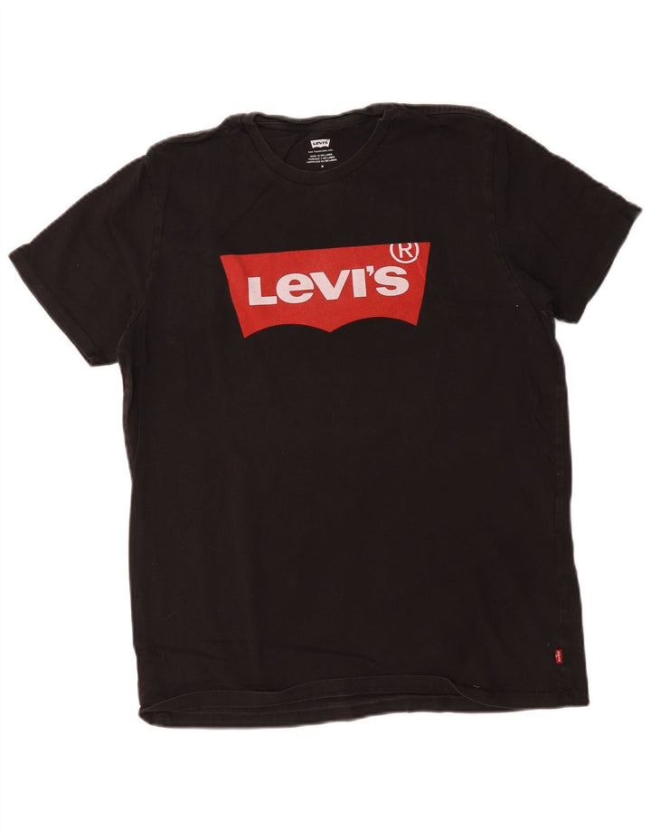 Męska koszulka z grafiką Levi's Top, średnia czarna bawełna