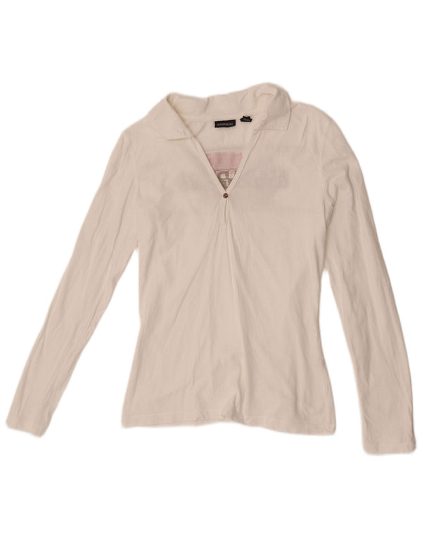 Damska koszulka polo Napapijri Graphic z długim rękawem UK 12, średnia biel