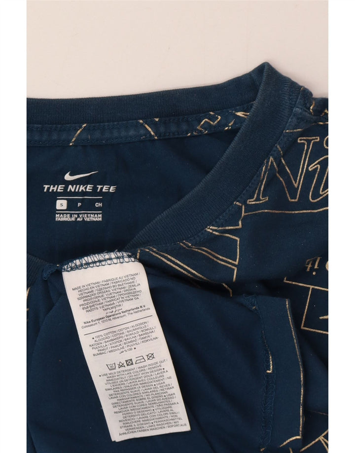 Męski T-shirt z grafiką Nike, mały, granatowy, bawełniany