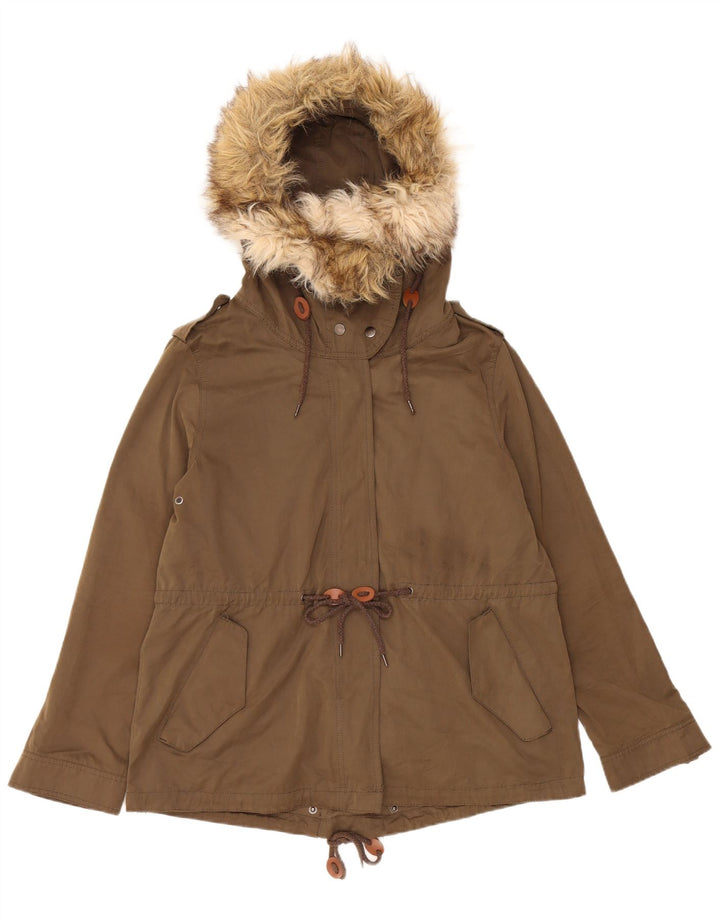 Damska kurtka wiatrówka z kapturem Zara UK 16, duża, khaki