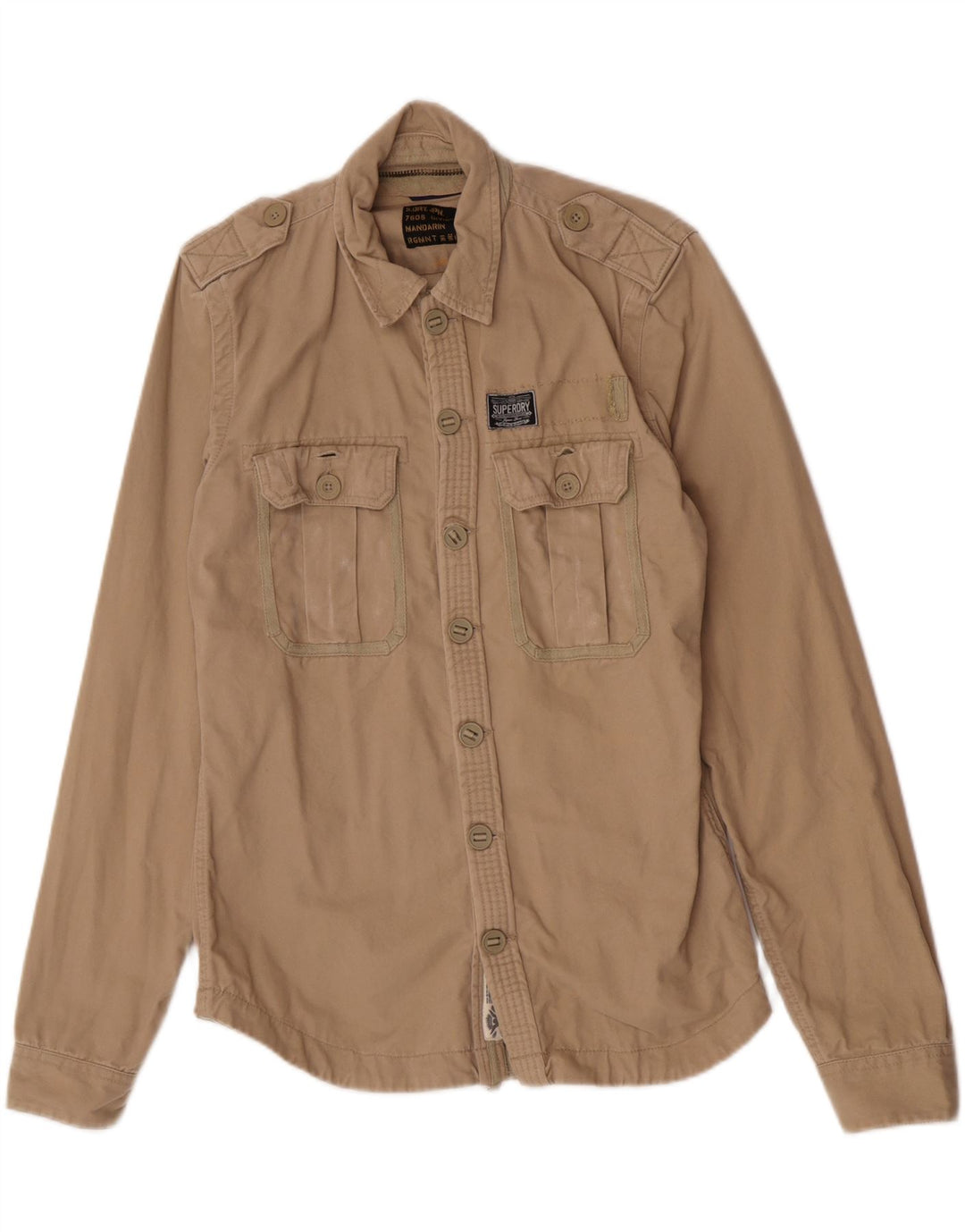 Męska koszula wojskowa Superdry, duża, beżowa, bawełniana