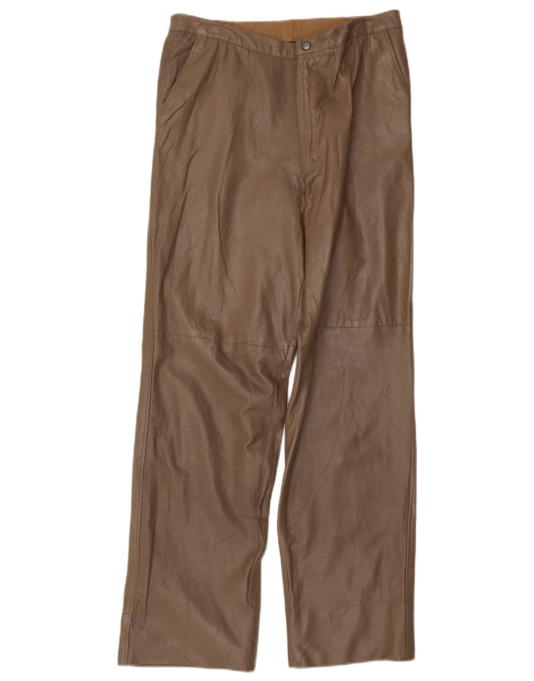 Vintage damskie skórzane spodnie W32 L30 brązowe