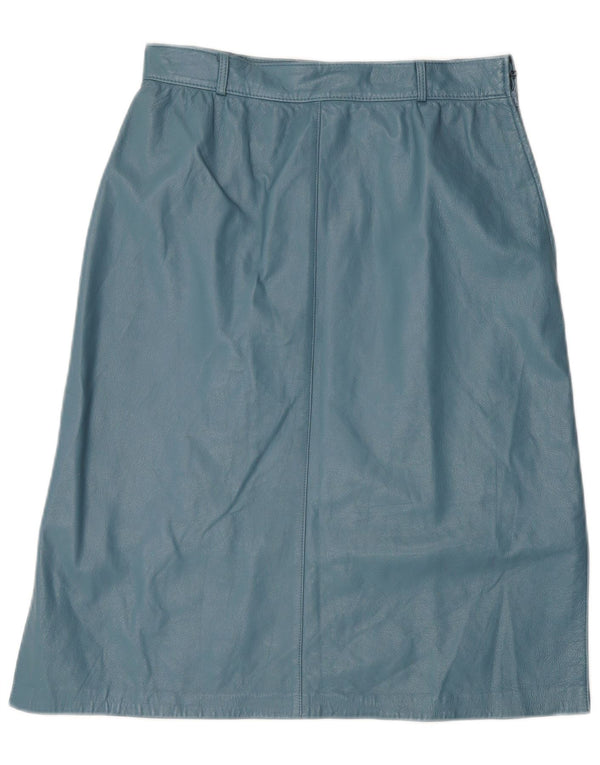 Vintage damska skórzana spódnica W28 średni niebieski