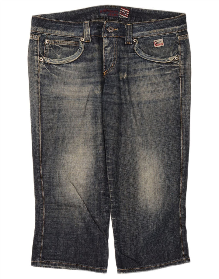 Dżinsy Capri Roy Rogers Womens Seven Bell w trudnej sytuacji W34 L20 Niebieskie