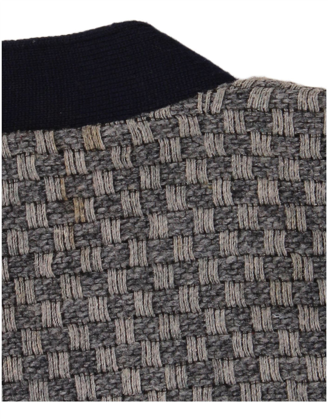 Vintage męski sweter rozpinany, średni granatowy, geometryczny