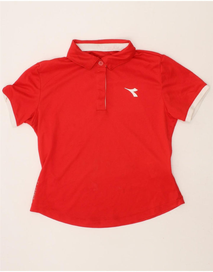 DIADORA Boys Polo Shirt 9-10 Years Large Red Polyester Vintage Diadora and Second-Hand Diadora from Messina Hembry 