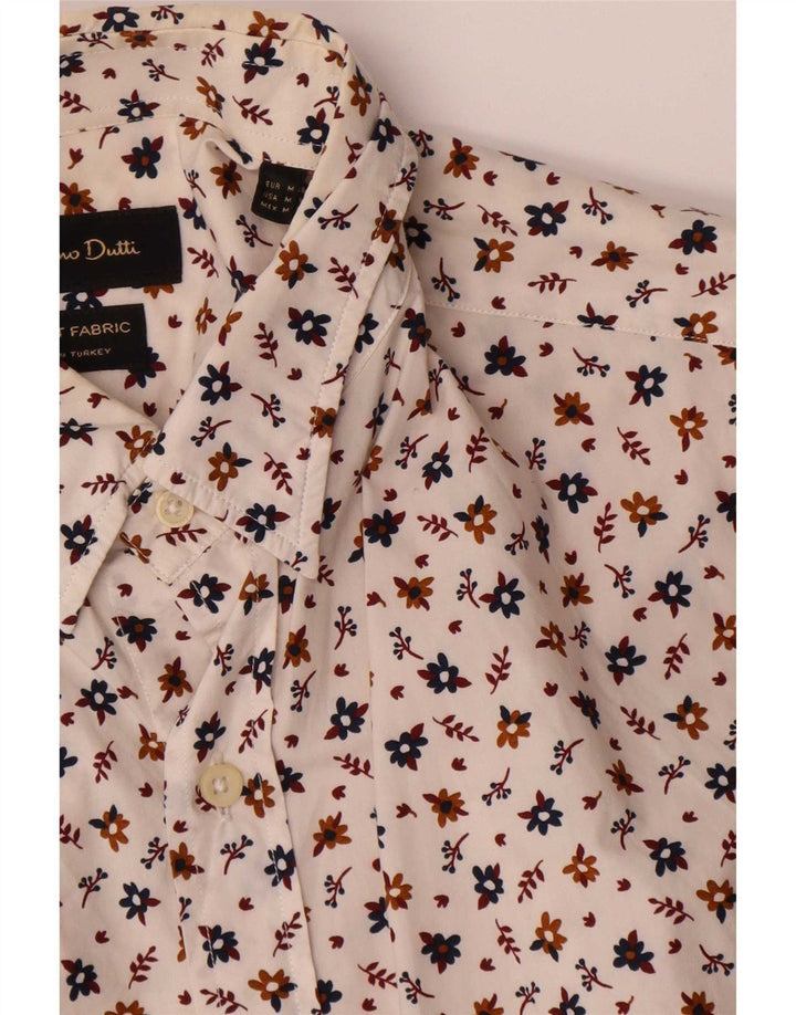 Koszula męska Massimo Dutti, średnia, biała, bawełniana w kwiaty