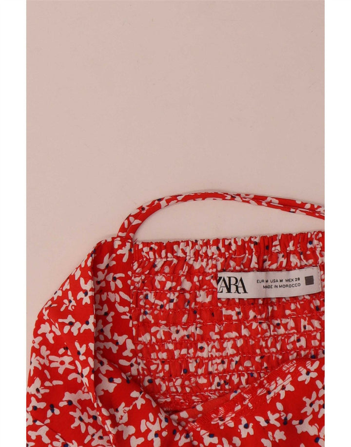 Sukienka damska Zara UK 12 w kolorze średniej czerwieni w kwiaty