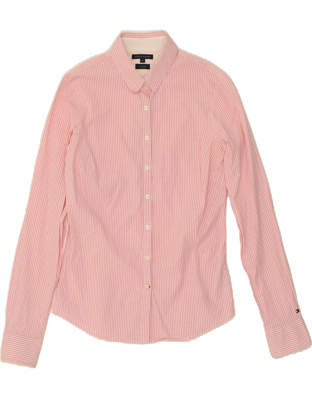 TOMMY HILFIGER Womens Shirt US 6 Medium Pink Gingham Cotton Vintage Tommy Hilfiger and Second-Hand Tommy Hilfiger from Messina Hembry 