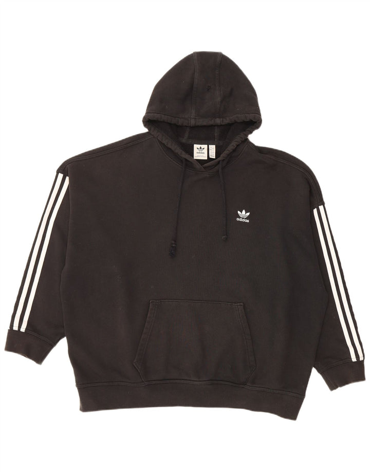 Damski sweter oversize ADIDAS UK 16, duży, czarny, bawełniany