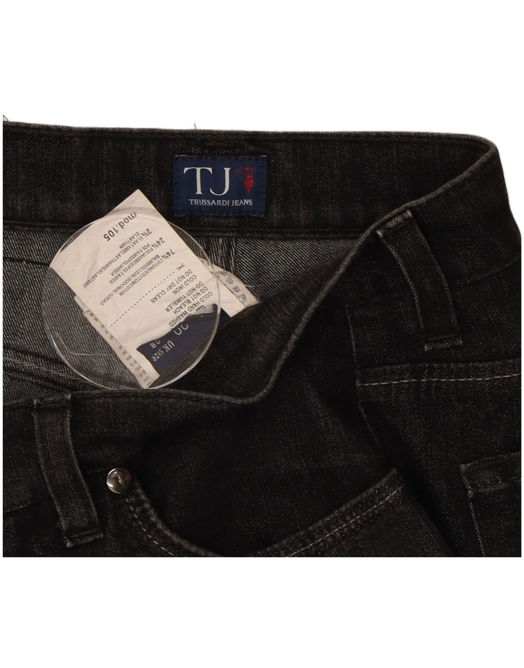 Damskie jeansy Bootcut Trussardi W28 L31 Czarne bawełniane