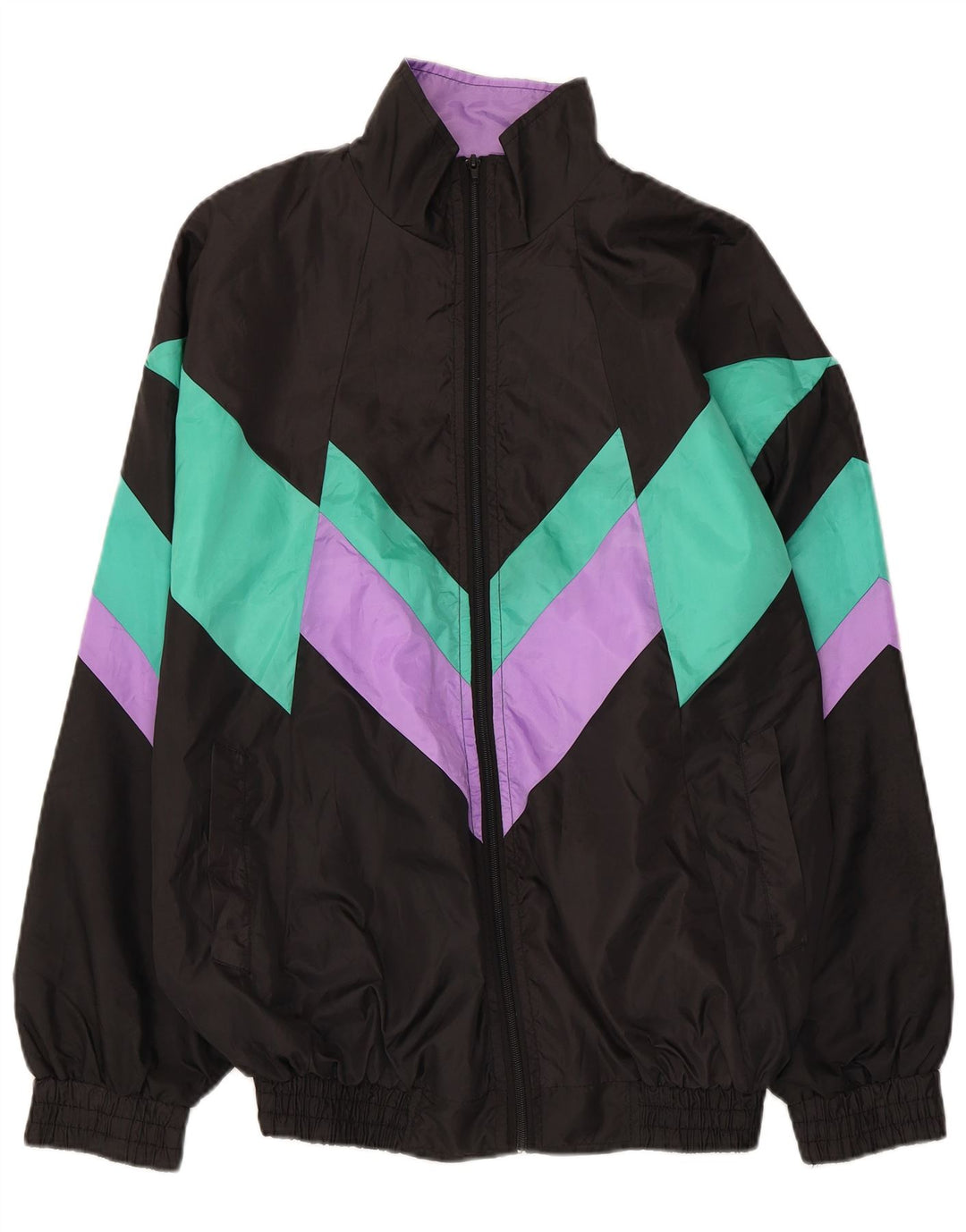 Kurtka męska dresowa w stylu vintage, duża, czarna, z blokami kolorów