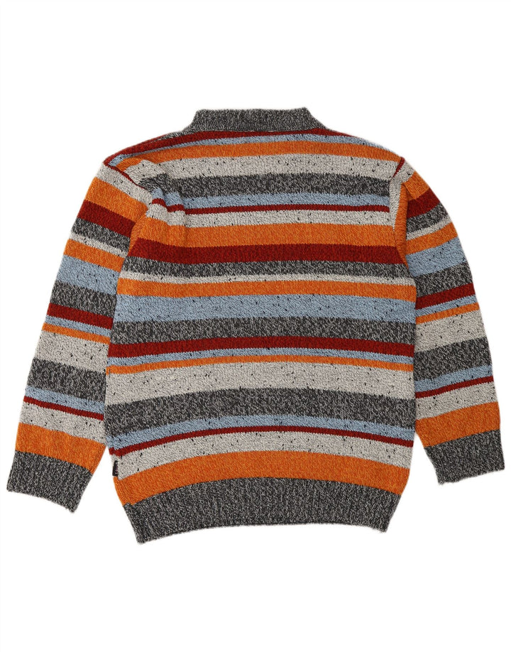 Vintage męski sweter z okrągłym dekoltem, duży, wielobarwny wełniany pasek