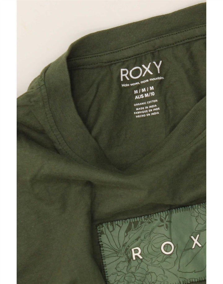 Damska koszulka z grafiką Roxy Top UK 14, średnia bawełna khaki