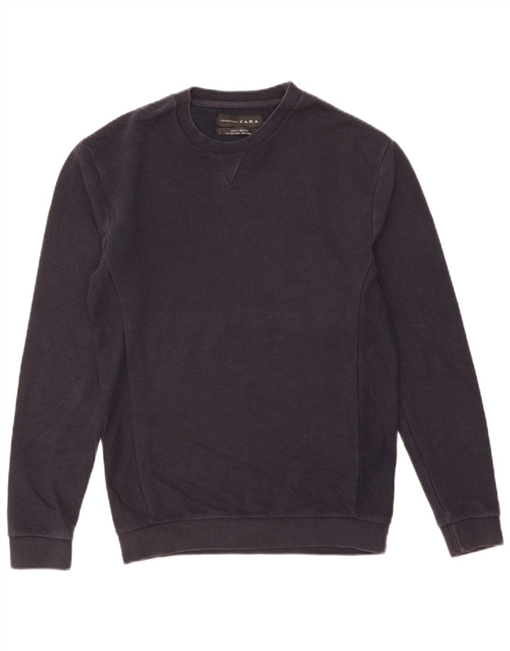 Zara Męska bluza dresowa, mała, granatowa, bawełniana