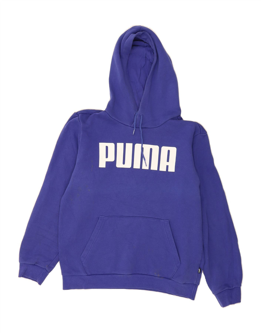 PUMA Mens Graphic Hoodie Jumper Small Blue Cotton Vintage Puma and Second-Hand Puma from Messina Hembry 