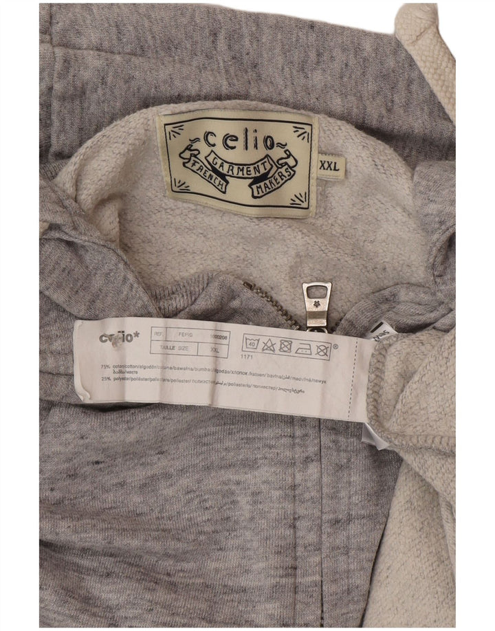 Męski sweter z kapturem i zamkiem Celio 2XL Szara bawełna w plamki