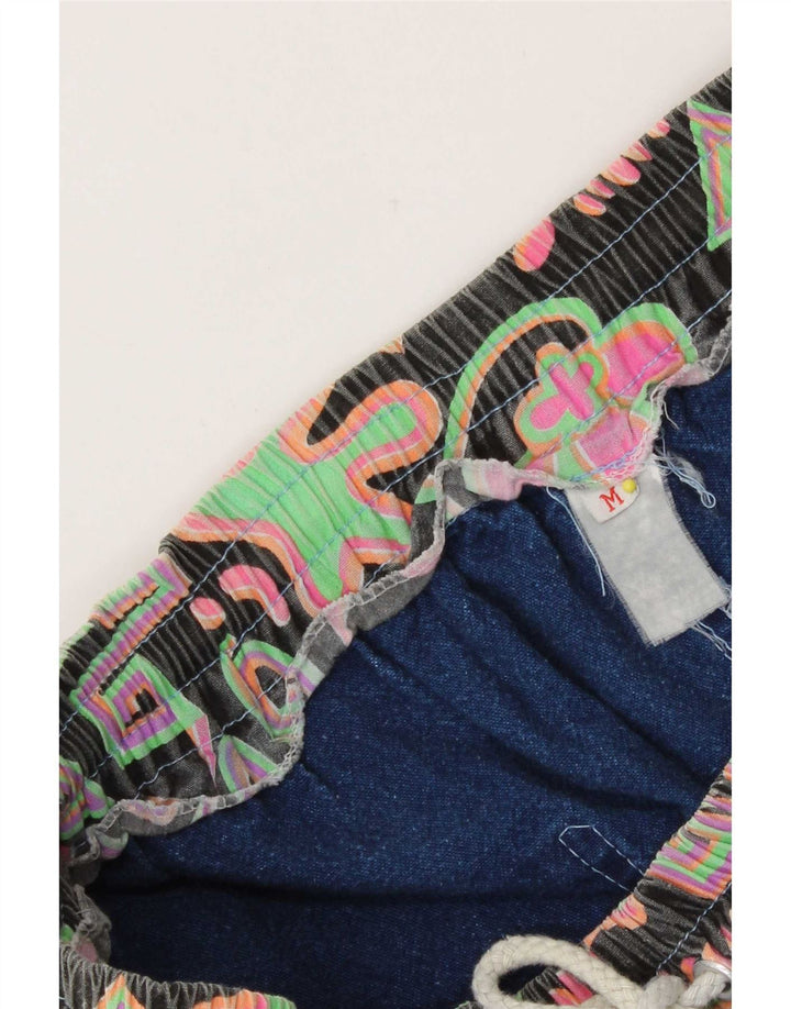 Damskie spodenki jeansowe w stylu vintage, średnie W28, niebieskie patchworki