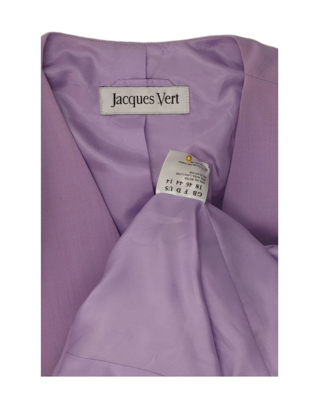 JAQUES VERT Womens 1 Button Blazer Jacket UK 18 XL Purple Polyester Vintage Jaques Vert and Second-Hand Jaques Vert from Messina Hembry 