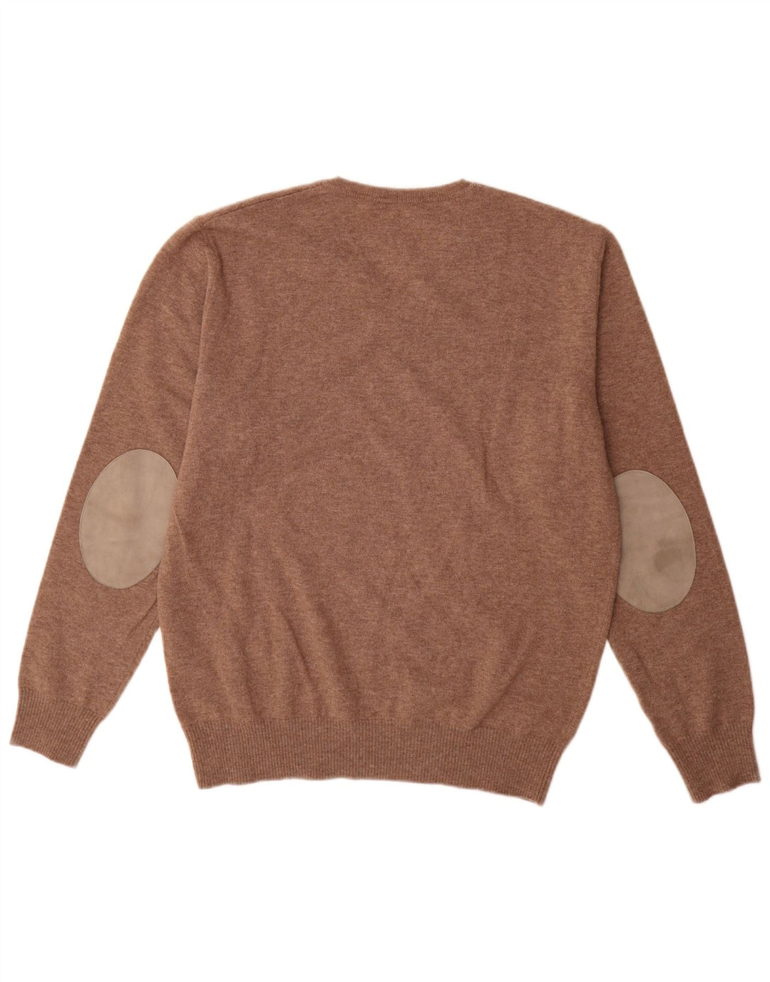 Męski sweter Burlington z dekoltem w kształcie litery V, duży, brązowy, z dziewiczej wełny