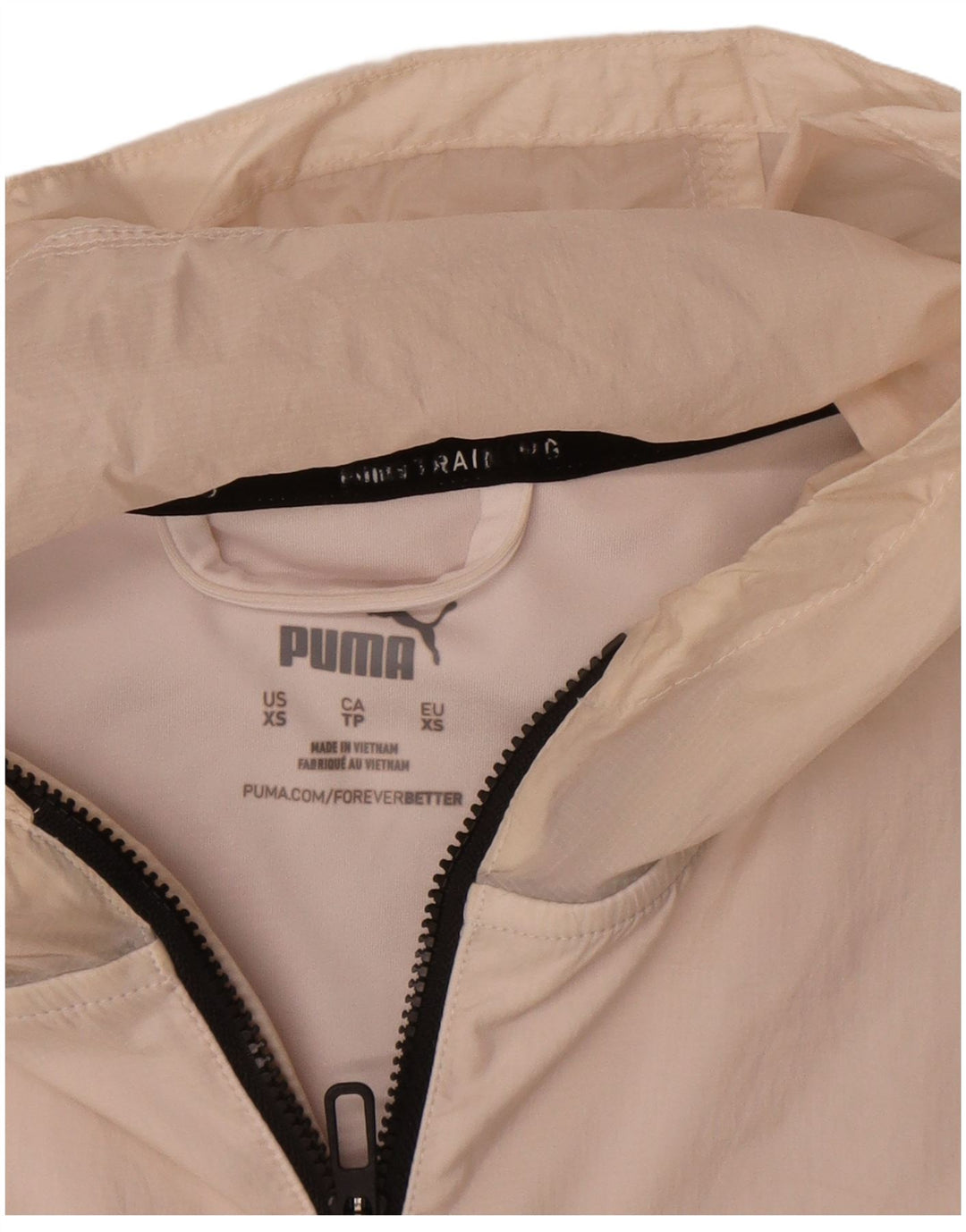 Damska kurtka przeciwdeszczowa Puma z kapturem, oversize UK 6 XS Off White Nylon