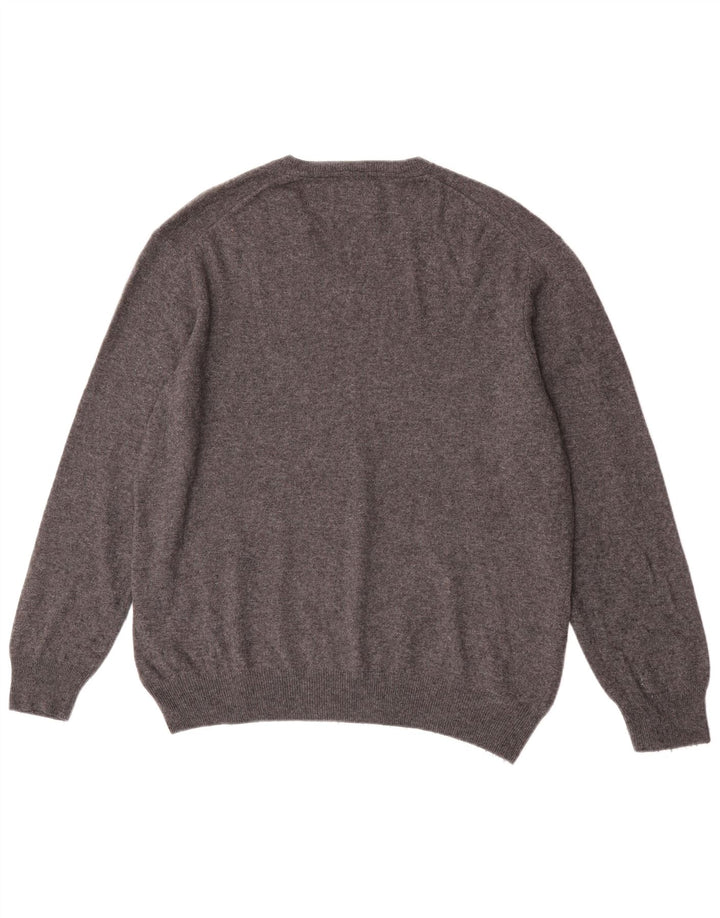 Męski sweter Marks & Spencer Blue Harbor z dekoltem w kształcie litery V, XL, szary, wełniany