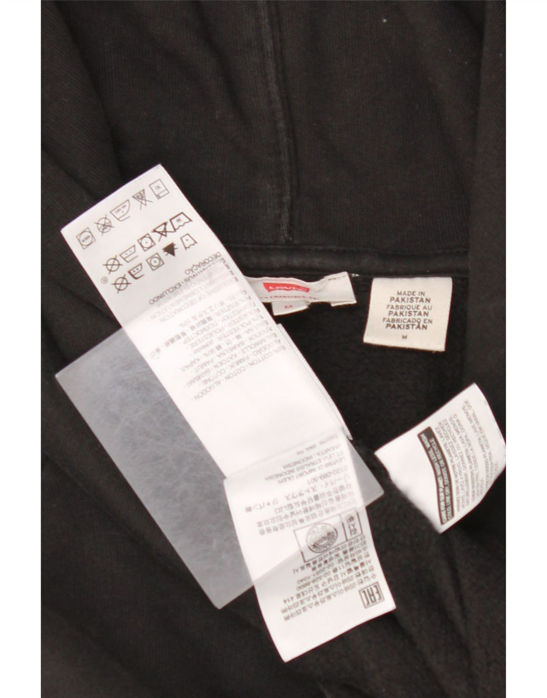 Damski sweter oversize z kapturem i grafiką LEVI'S UK 14, średni czarny, bawełniany