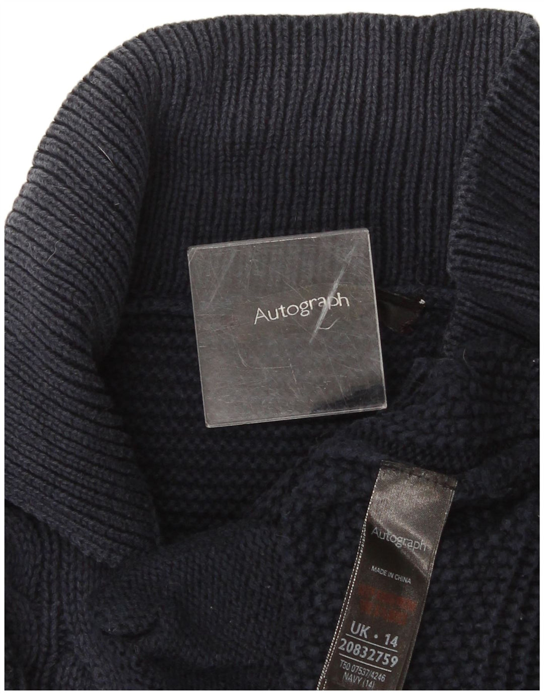 Marks & Spencer Damski sweter z autografem, UK 14, duży, granatowy