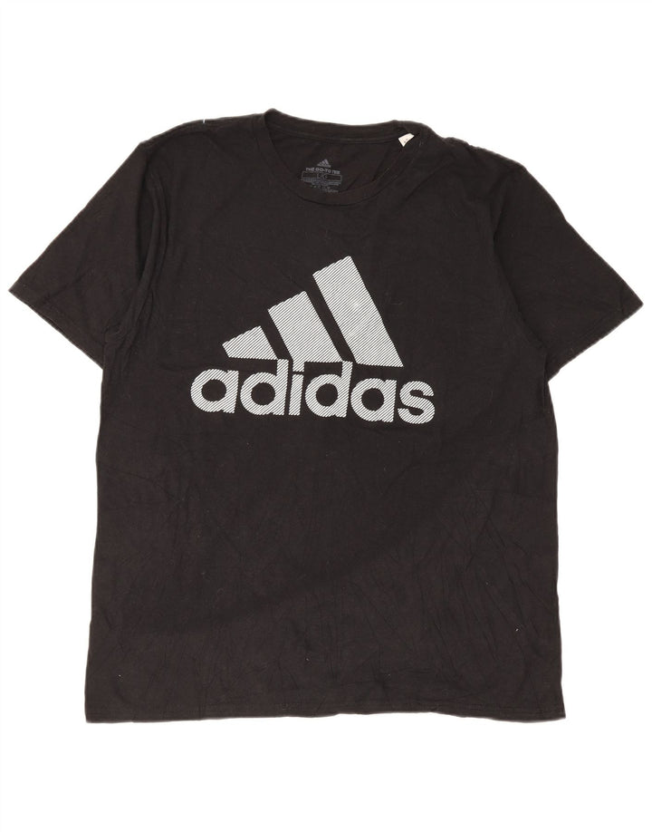 Męska koszulka z grafiką Adidas, duża, czarna