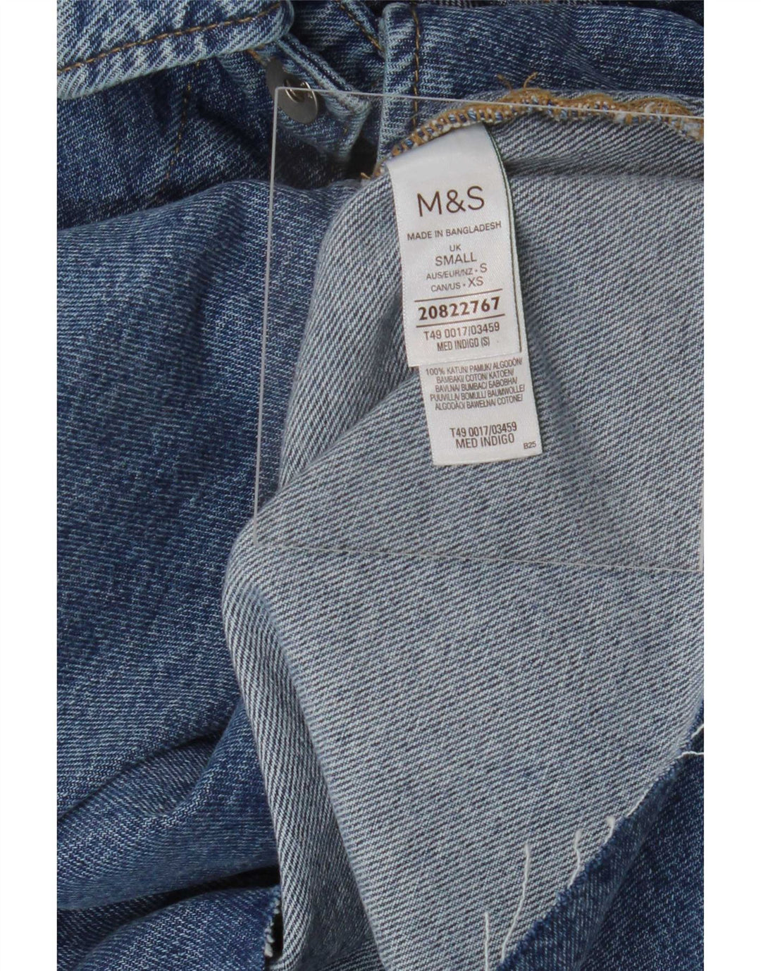 Marks & Spencer Damska kurtka dżinsowa typu Crop Oversize UK 10, mała, niebieska, bawełniana