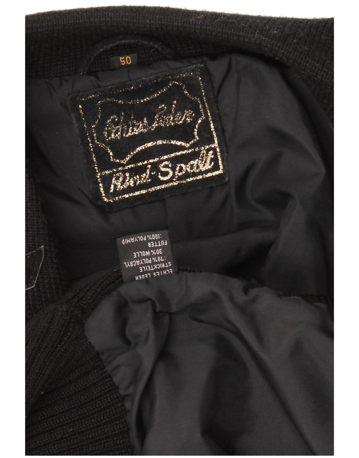 Męska zamszowa kurtka bomberka VINTAGE EU 50, duża czarna skóra