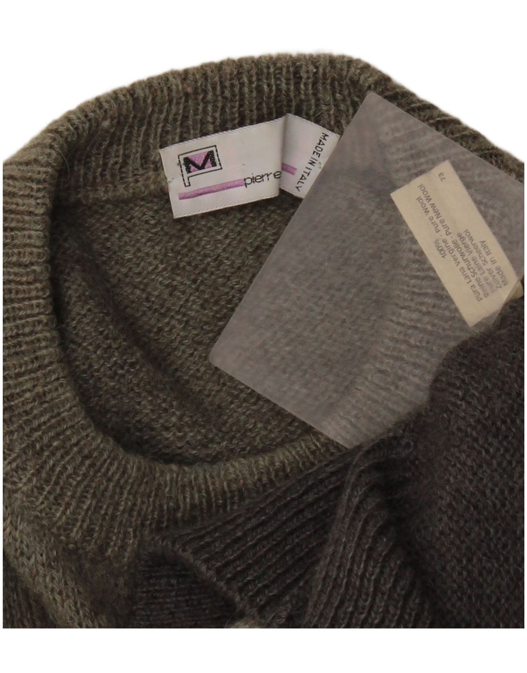 Męski sweter z okrągłym dekoltem Pierre Monet XL, szary, geometryczny, z dziewiczej wełny