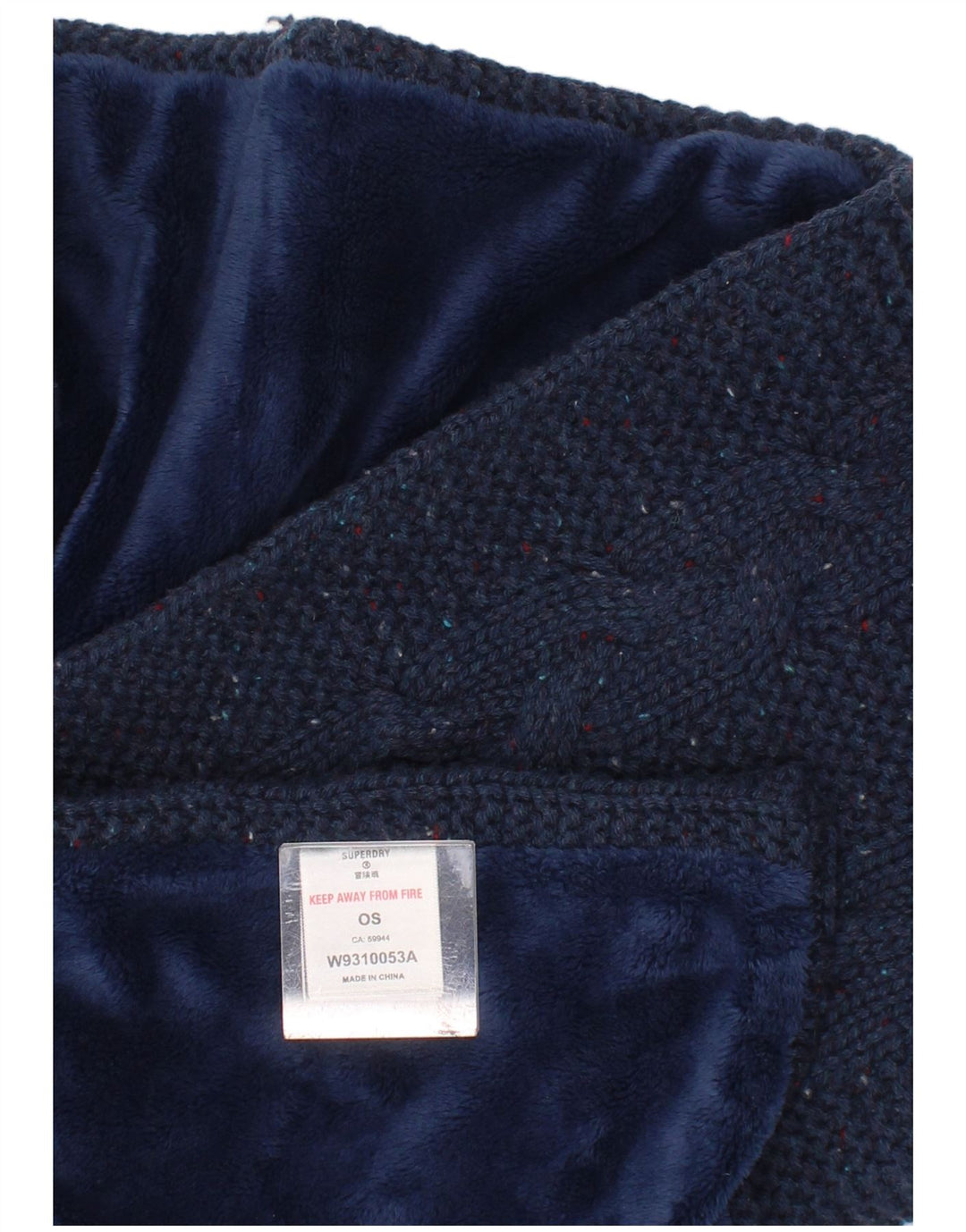 Damski szalik Superdry z dzianiny w kształcie prostokąta, jeden rozmiar, granatowy, nakrapiany, zimowy