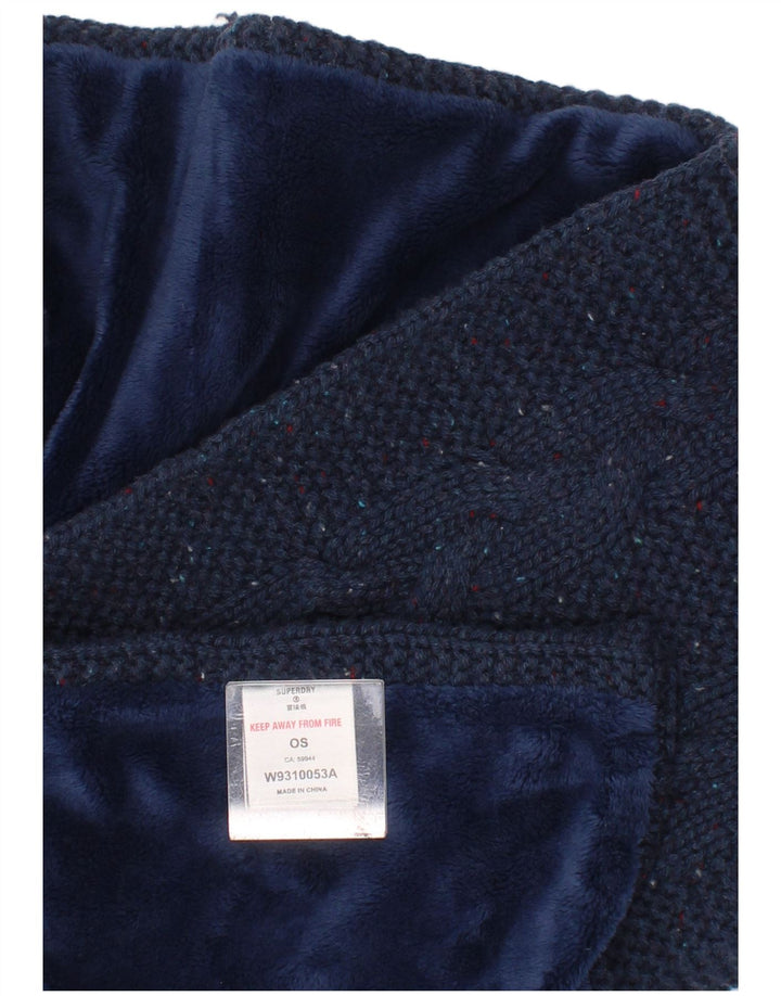 Damski szalik Superdry z dzianiny w kształcie prostokąta, jeden rozmiar, granatowy, nakrapiany, zimowy