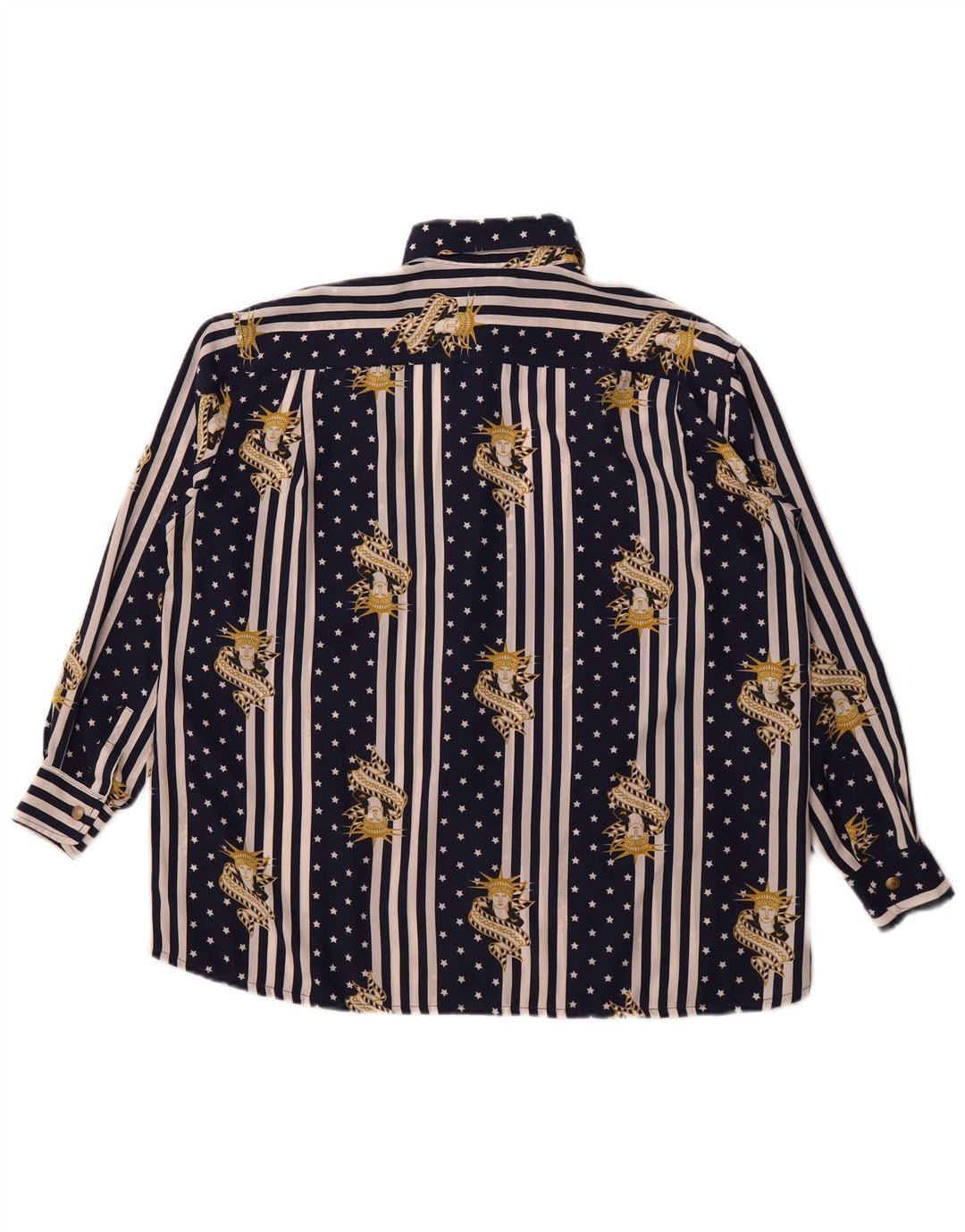 ROCCOBAROCCO Womens Abstract Pattern Shirt IT 42 Medium Navy Blue