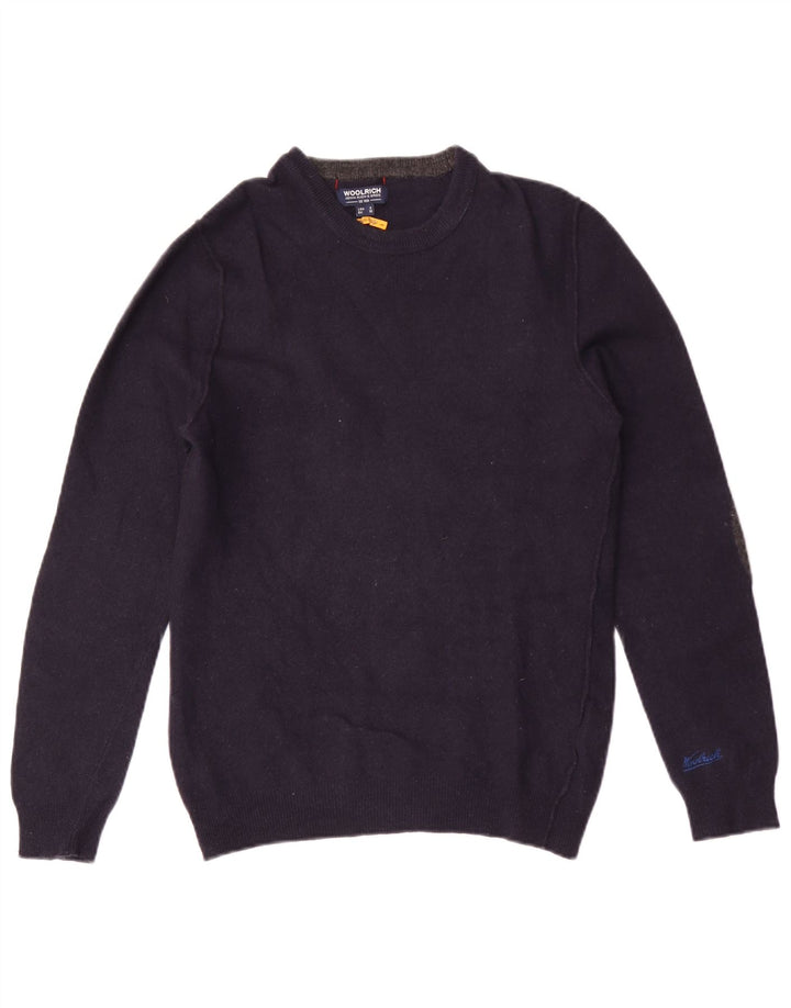 Woolrich Męski sweter z okrągłym dekoltem, mały, granatowy, wełniany