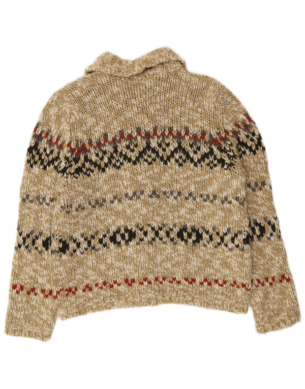 Sweter damski Benetton UK 14 Średni zielony Fair Isle Wool