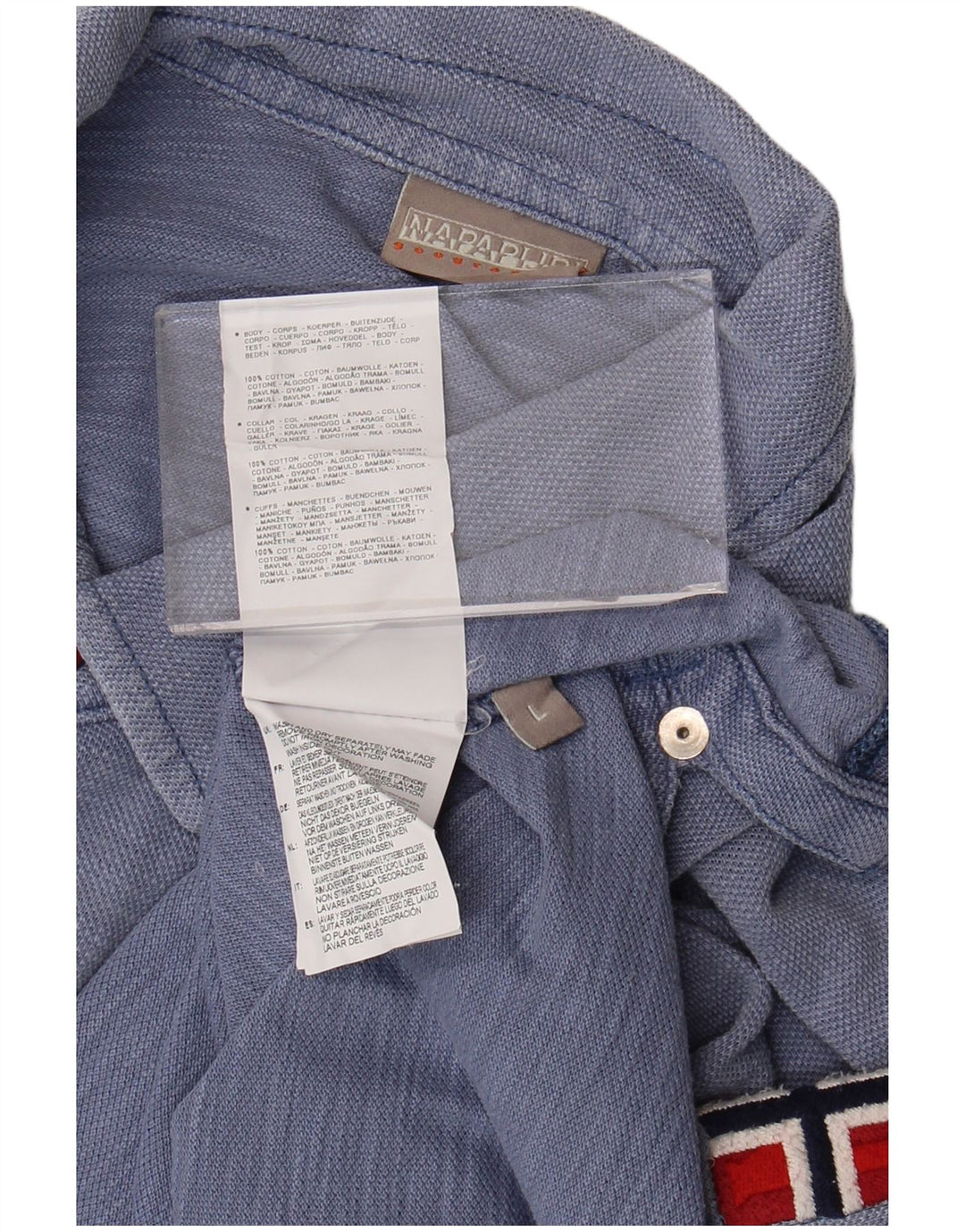 Męska koszulka polo Napapijri Geographic Graphic, duża, niebieska, bawełniana