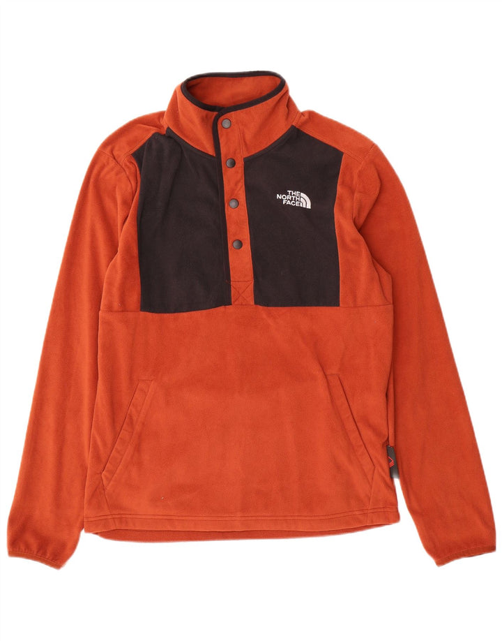 Męski sweter polarowy The North Face z guzikami pod szyją, w małych pomarańczowych blokach kolorów