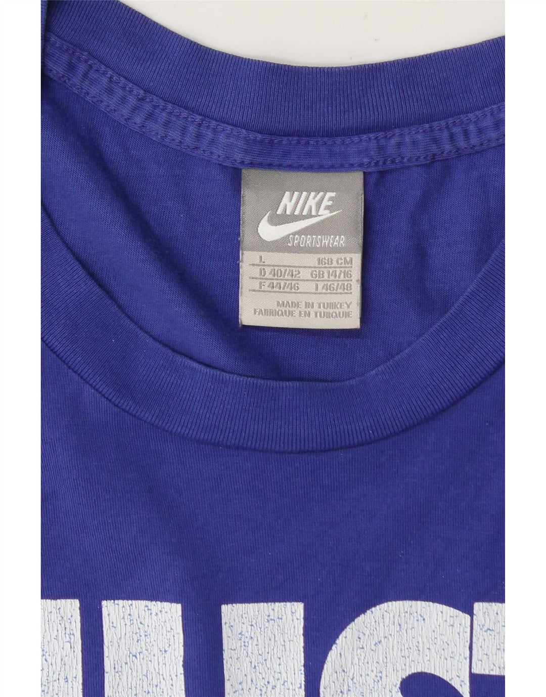Damska koszulka z grafiką Nike Top UK 14/16, duża niebieska