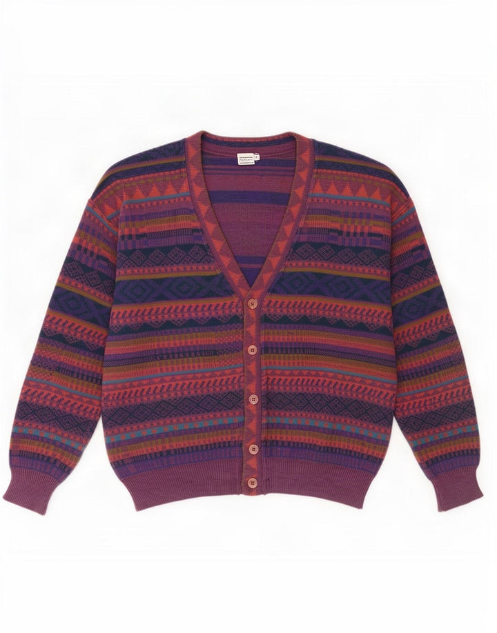 Męski sweter rozpinany w stylu vintage IT 50 Średni wielobarwny geometryczny