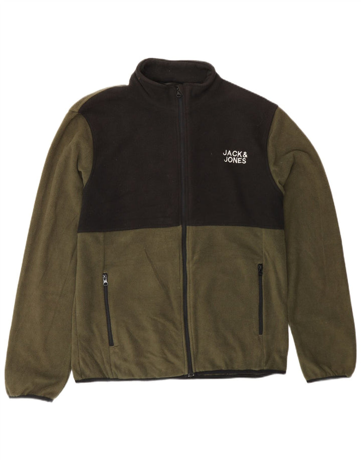 Męska kurtka polarowa Jack & Jones UK 40, duża, zielona, z blokami kolorów