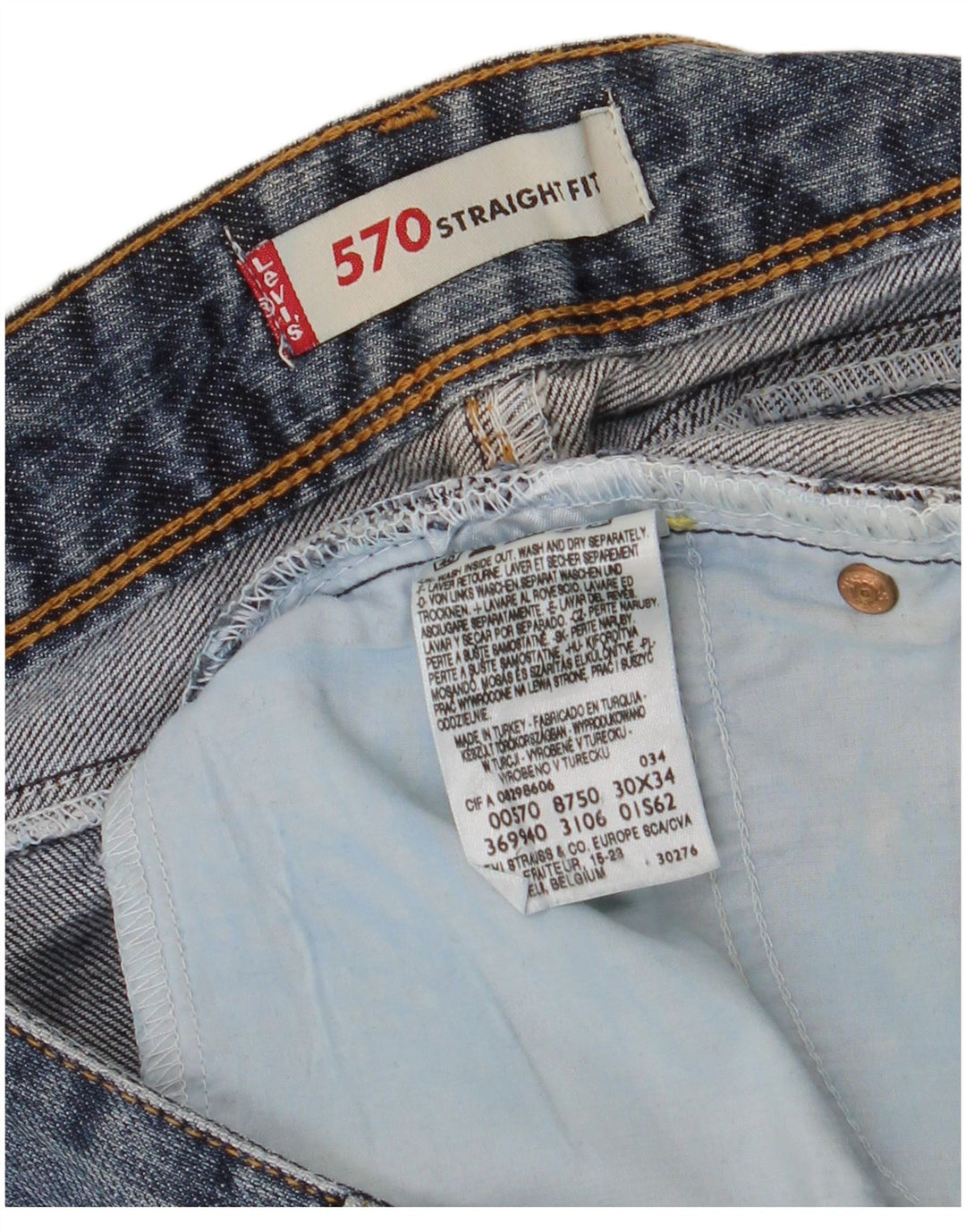 Damskie jeansy LEVI'S 570 Straight W30 L34 Niebieskie bawełniane