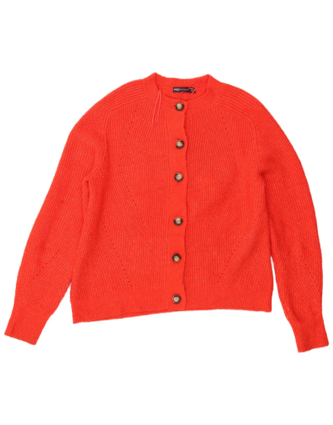 Marks & Spencer Damski sweter rozpinany UK 14 Średni pomarańczowy nakrapiany akryl