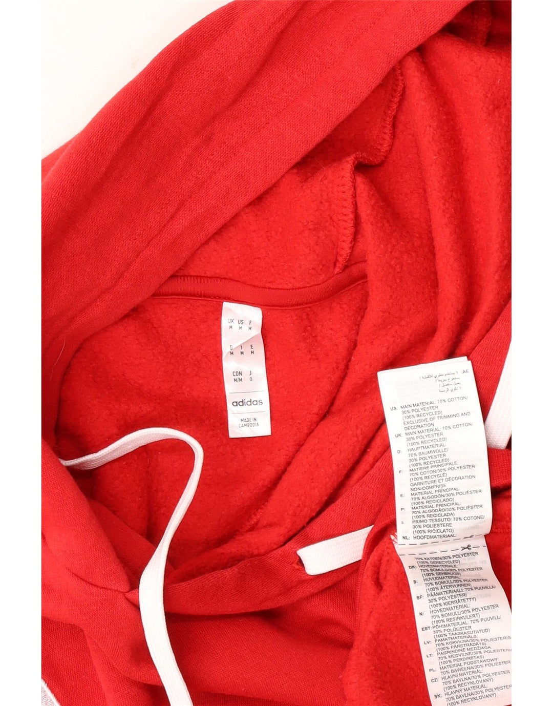 Adidas Męska bluza z kapturem, średnia czerwona, bawełniana