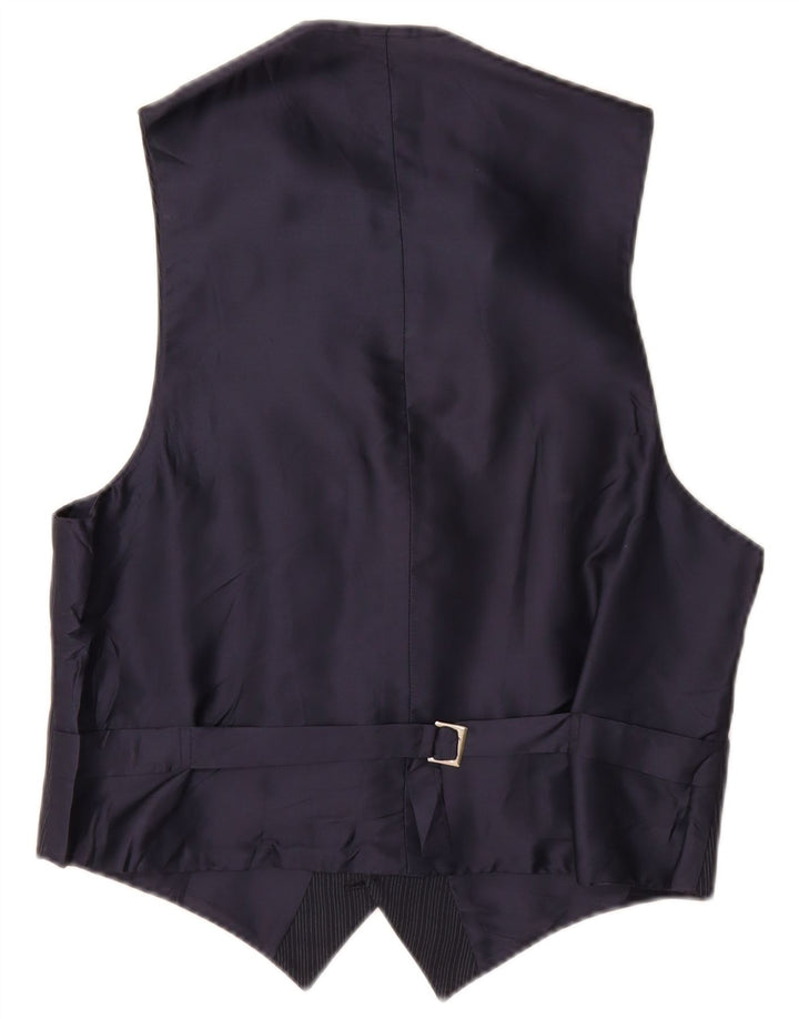 Vintage męska kamizelka w małe granatowe prążki