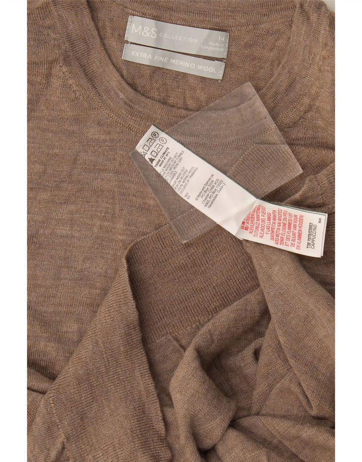 Marks & Spencer Damski sweter z okrągłym dekoltem UK 14 Średni brązowy nakrapiany