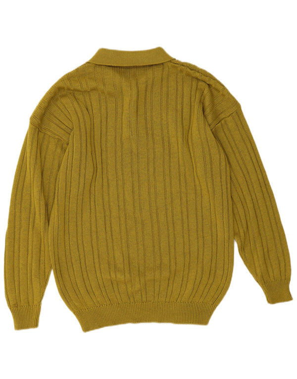 Męski sweter z golfem w stylu vintage, średnio zielony, bawełniany