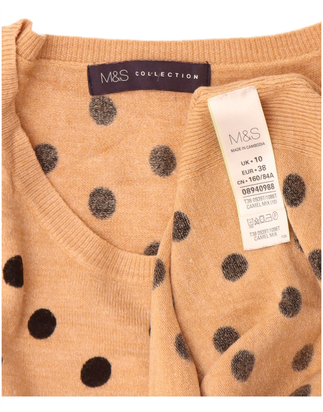 MARKS & SPENCER Damski sweter z dekoltem w łódkę, UK 10, mały beż